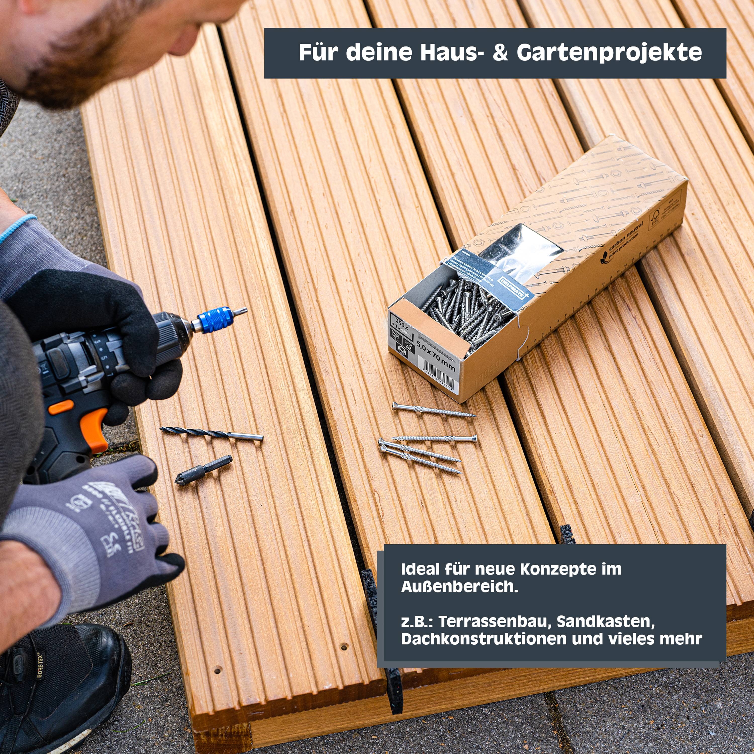 HELPMATE Terrassenschr. 5,0x 70 A2 1Bit T25 SK 250 Stück