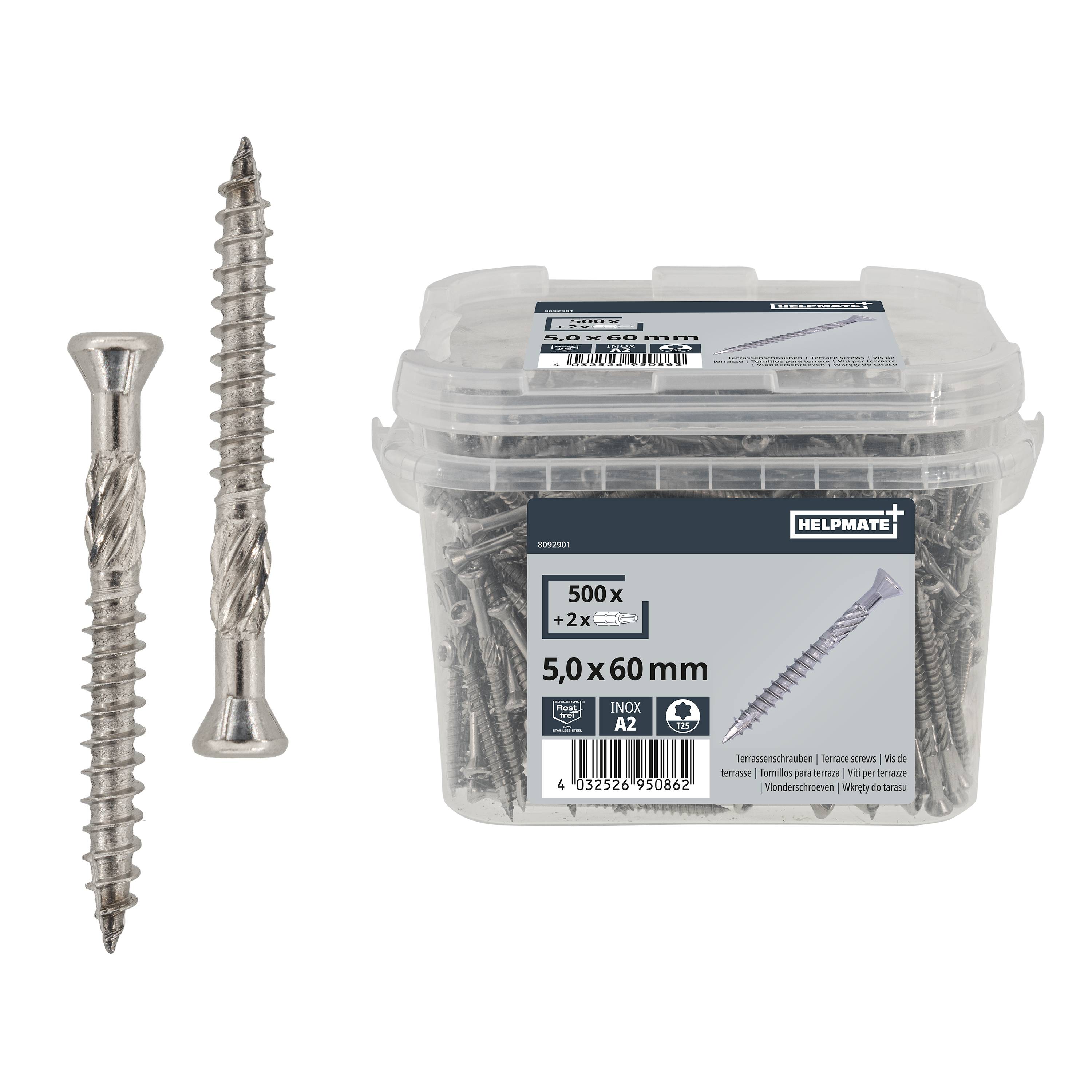 HELPMATE Terrassenschr. 5,0x 60 A2 2Bits T25 SK 1000 Stück