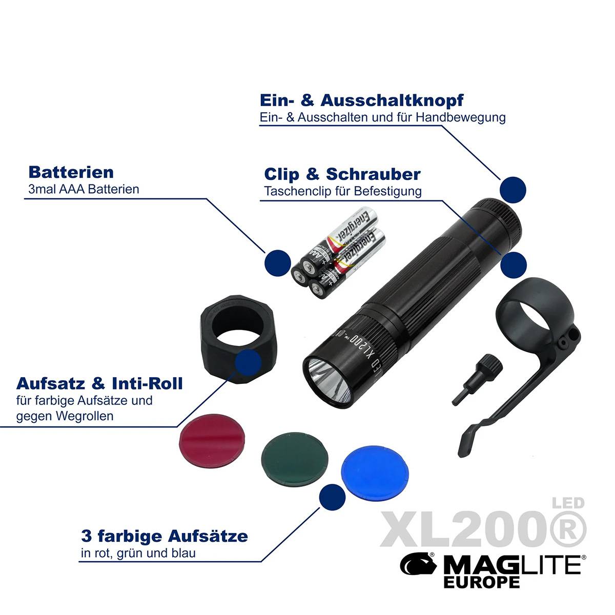 Maglite XL200 230 Lumen Tactical Pack - LED-Taschenlampe Schwarz (+)