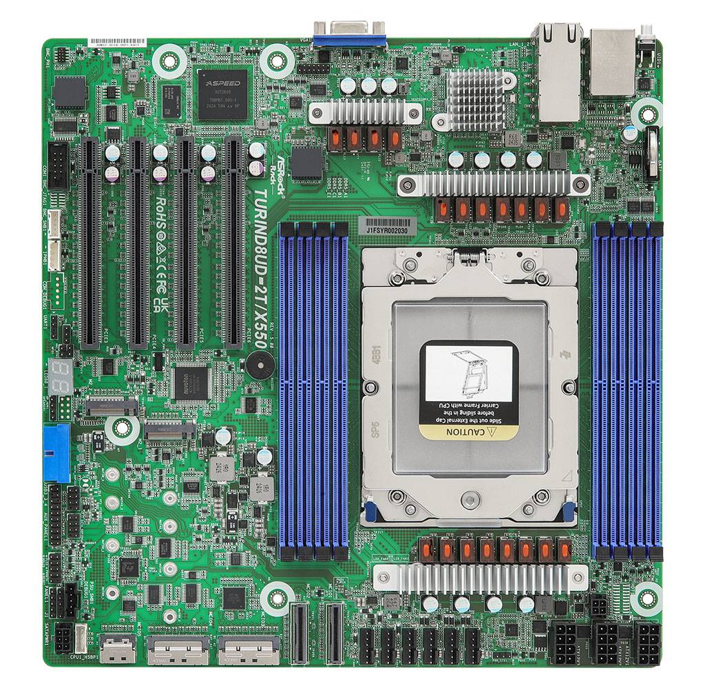 ASRock Mainboard TURIND8UD-2T/X550 Deep Micro-ATX Sockel SP5 Single