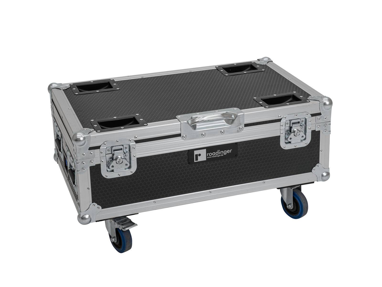 ROADINGER Flightcase 6x AKKU UP-4 QCL Spot QuickDMX MK2 mit Ladefunktion und Rollen