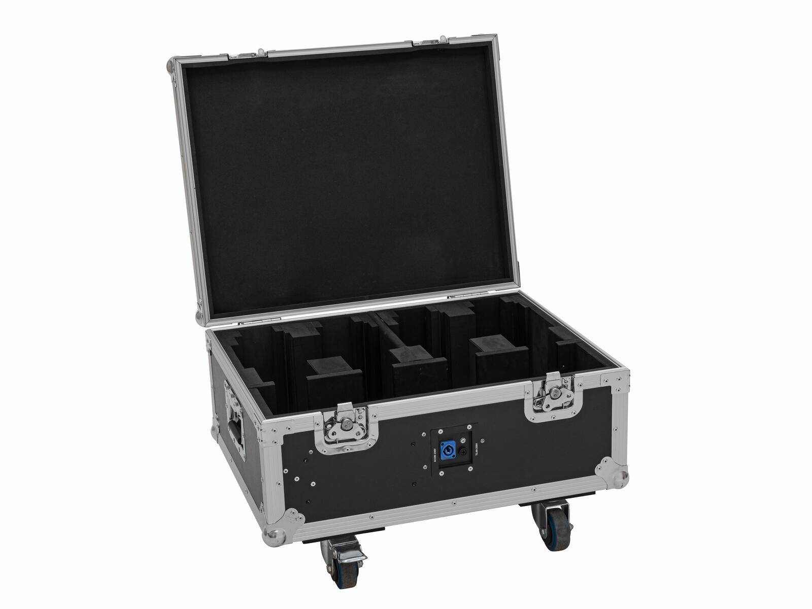 ROADINGER Flightcase 4x AKKU MBT-3 mit Rollen und Ladefunktion