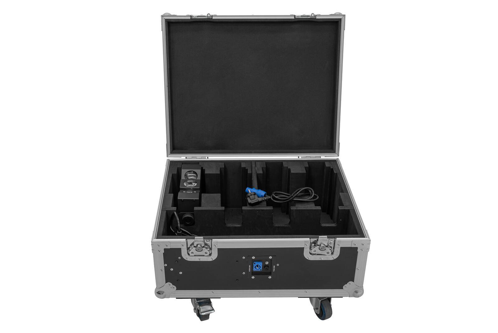 ROADINGER Flightcase 4x AKKU MBT-3 mit Rollen und Ladefunktion