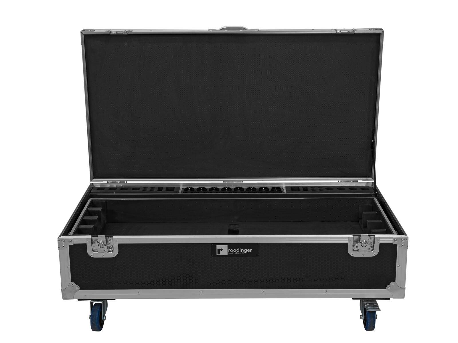 ROADINGER Flightcase 8x AKKU IP Pixel Tube 360° PRO CRMX mit Ladefunktion und Rollen