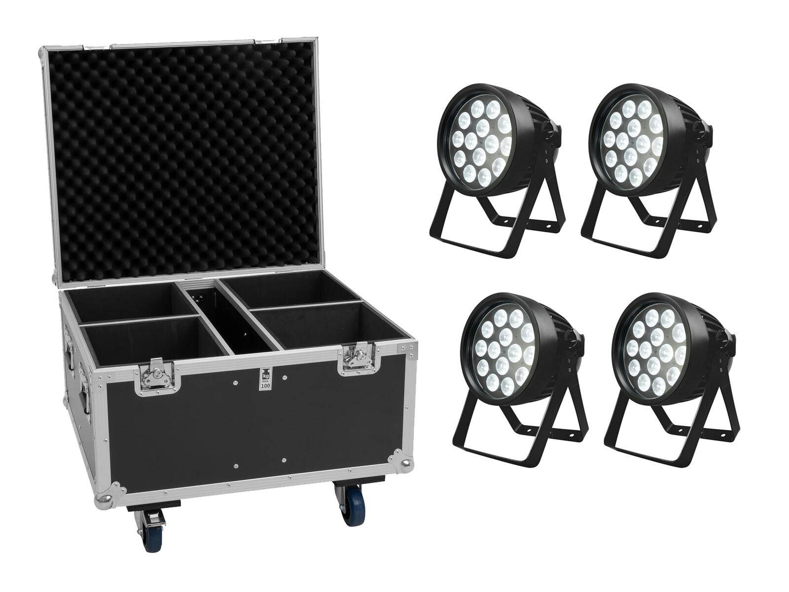 EUROLITE Set 4x LED IP PAR 14x8W QCL + Flightcase