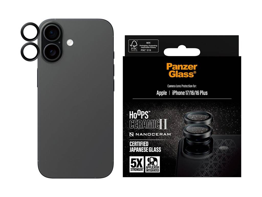 PanzerGlass Hoops Ceramic II - Objektivschutz für HandySchwarz - für Apple