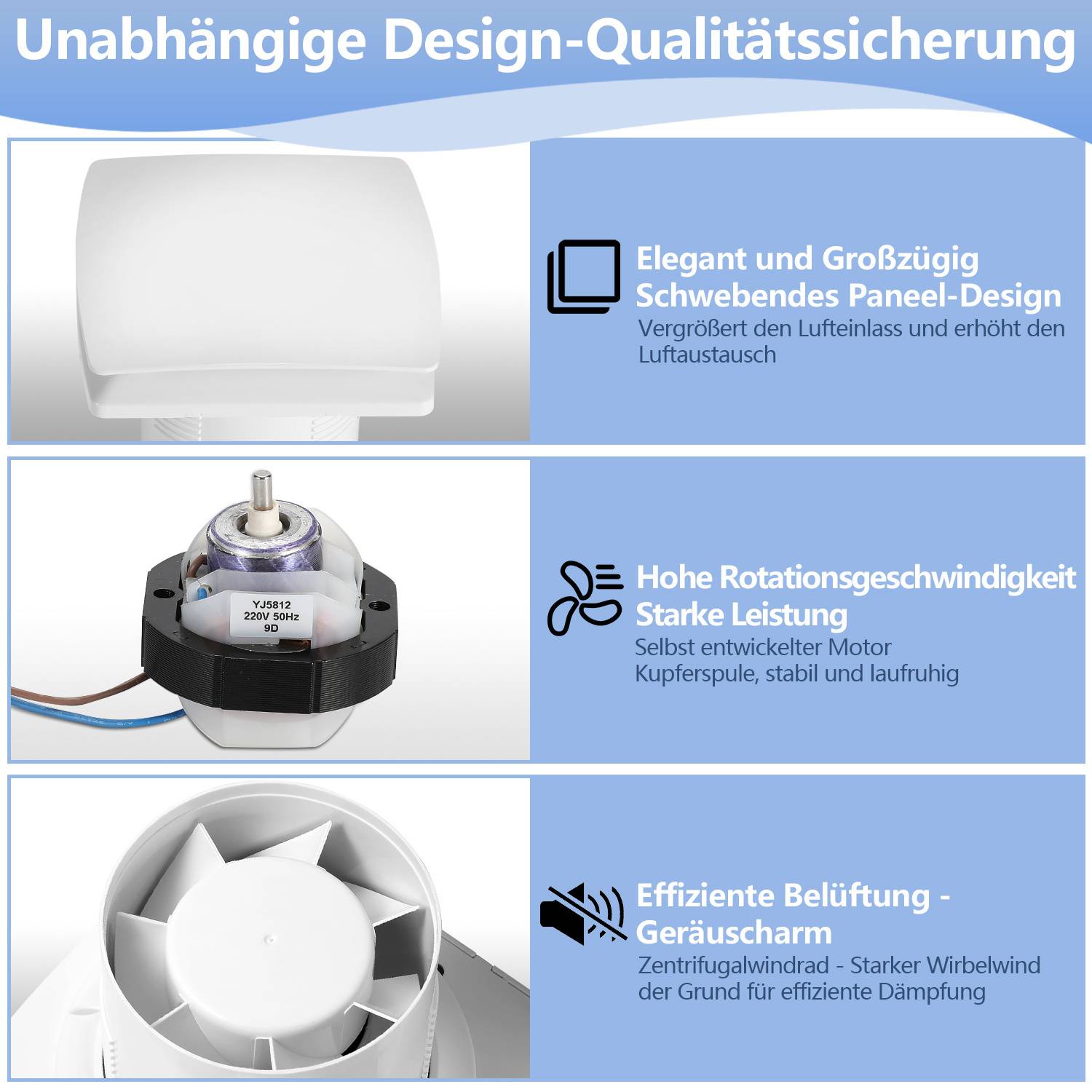 Badlüfter Lüfter Badventilator Wohnraumlüfter Wandlüfter Wandventilator Ø 150 mm Standard weiß