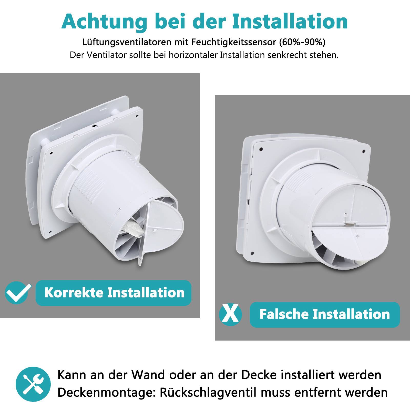 Badlüfter Lüfter Badventilator Wohnraumlüfter Wandlüfter Wandventilator Ø 100 mm Standard weiß