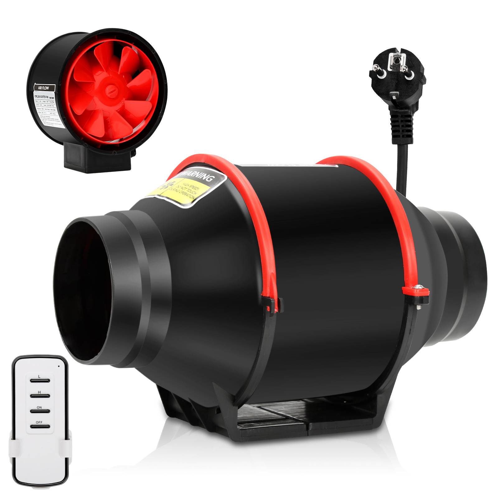 Rohrventilator 150mm Bad Lüfter mit Fernbedienung Lüfter Leise Wandlüfter Abluftventilator Bad-Ventilator