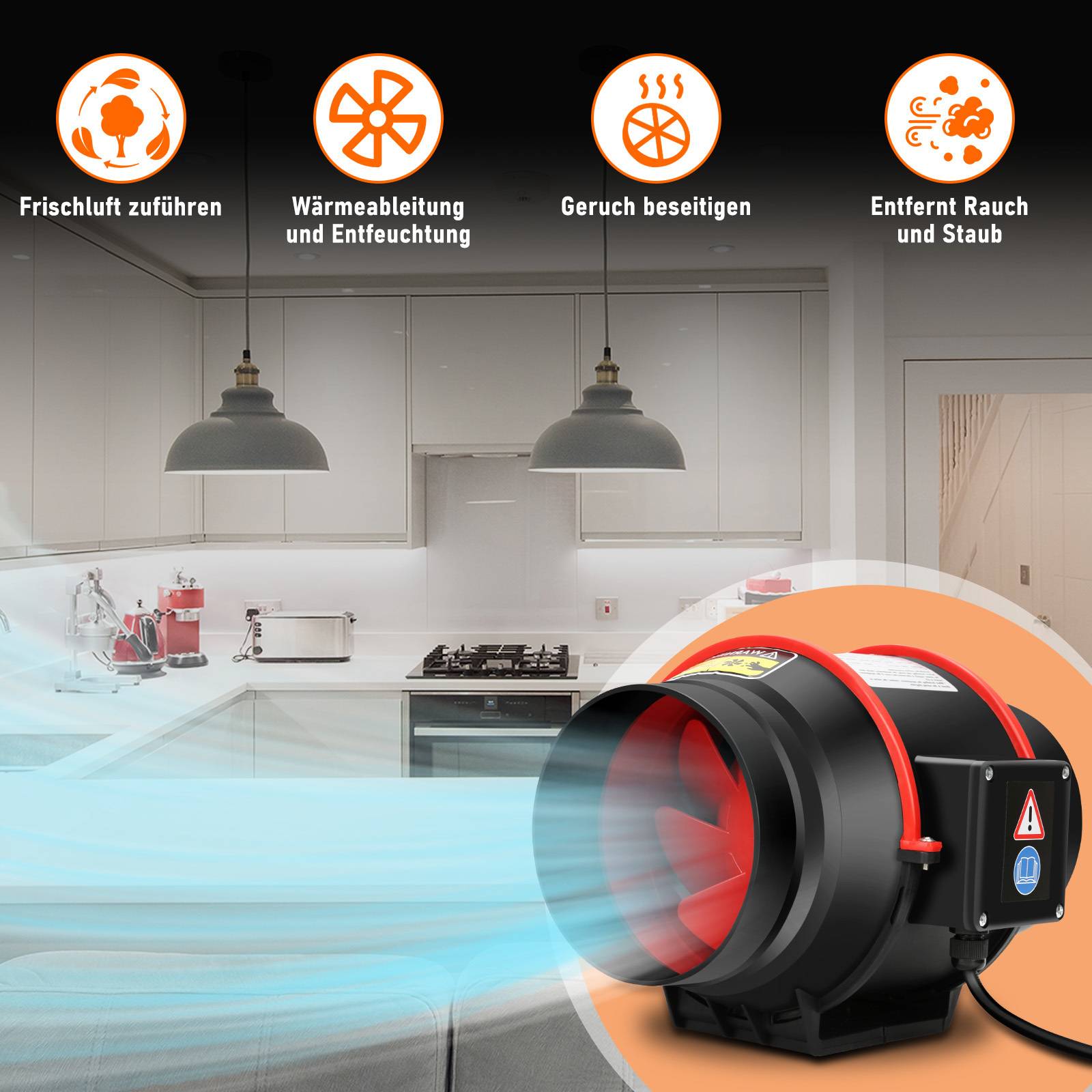 Rohrventilator 150mm Bad Lüfter mit Fernbedienung Lüfter Leise Wandlüfter Abluftventilator Bad-Ventilator