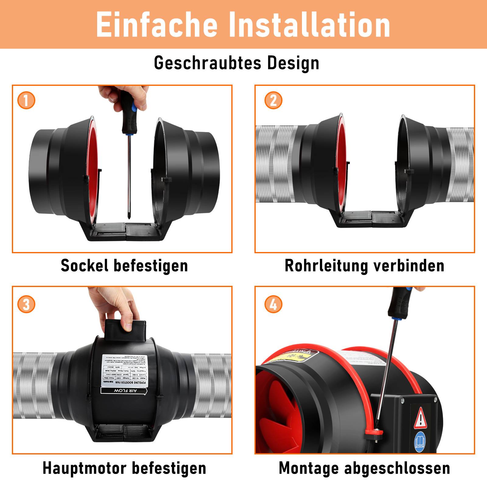 Rohrventilator 100mm Bad Lüfter mit Fernbedienung Lüfter Leise Wandlüfter Abluftventilator Bad-Ventilator