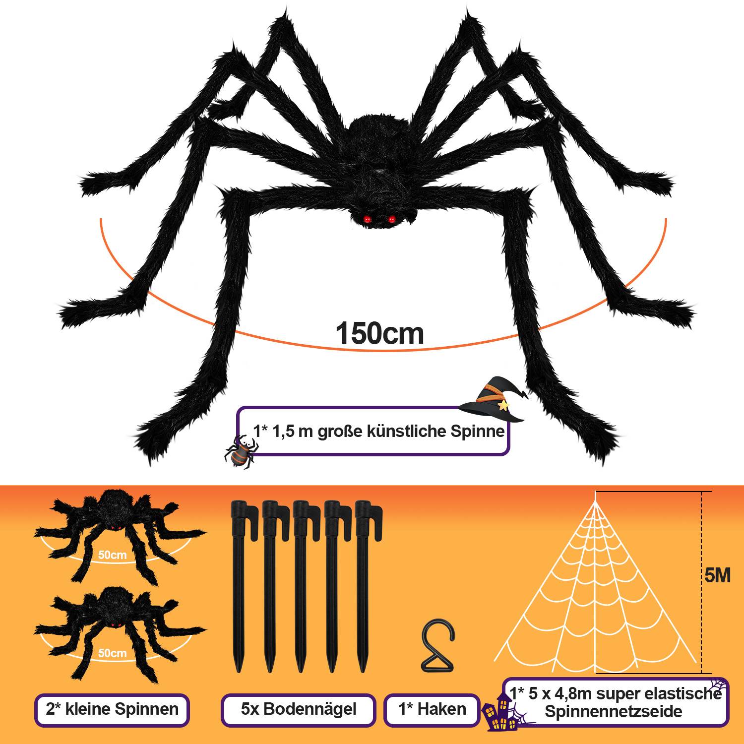 Spinnennetz 5M Halloween Dekor Garten Haunted House Dekorative Requisiten