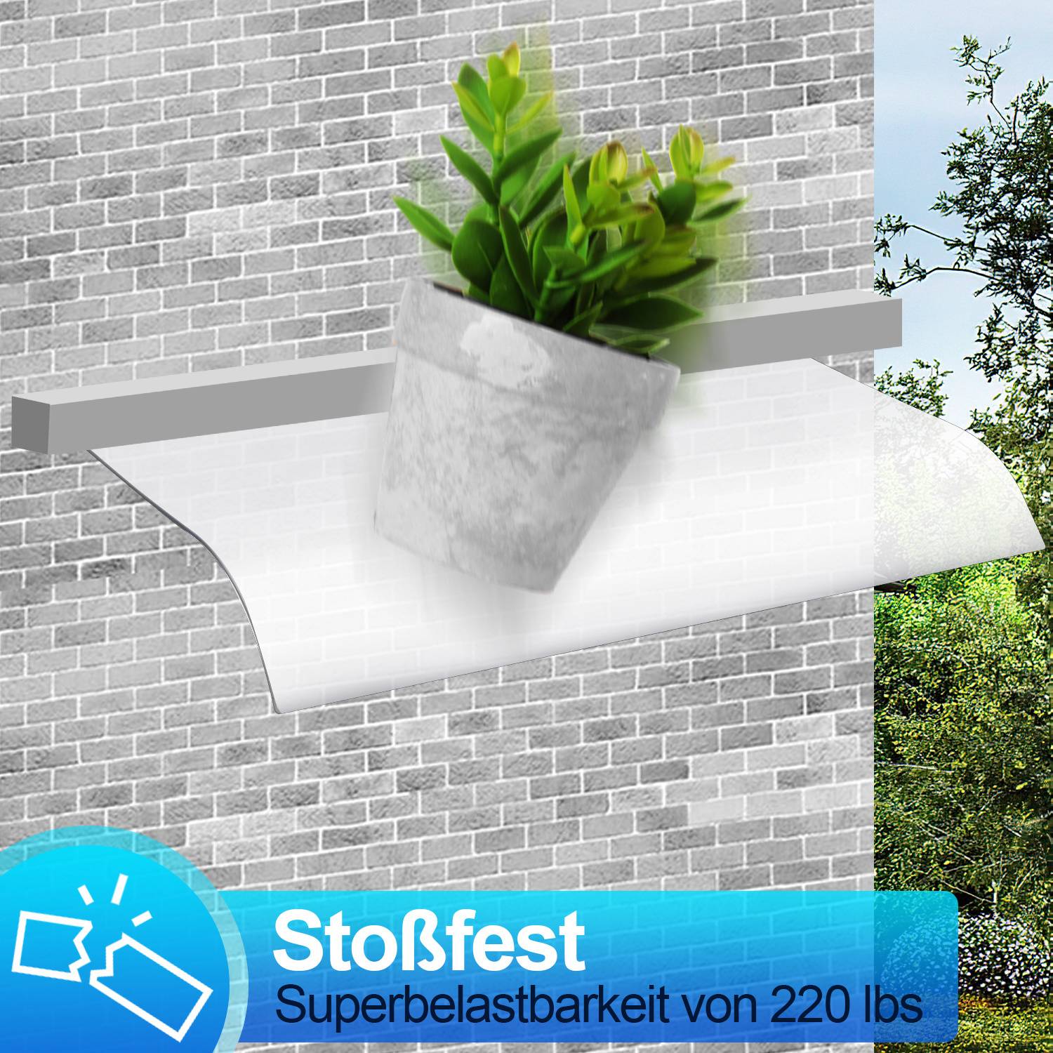 Vordach für die Haustür, Überdachung, 40*80cm, transparente Kunststoffplatte für Garage Balkon Fenster Haus