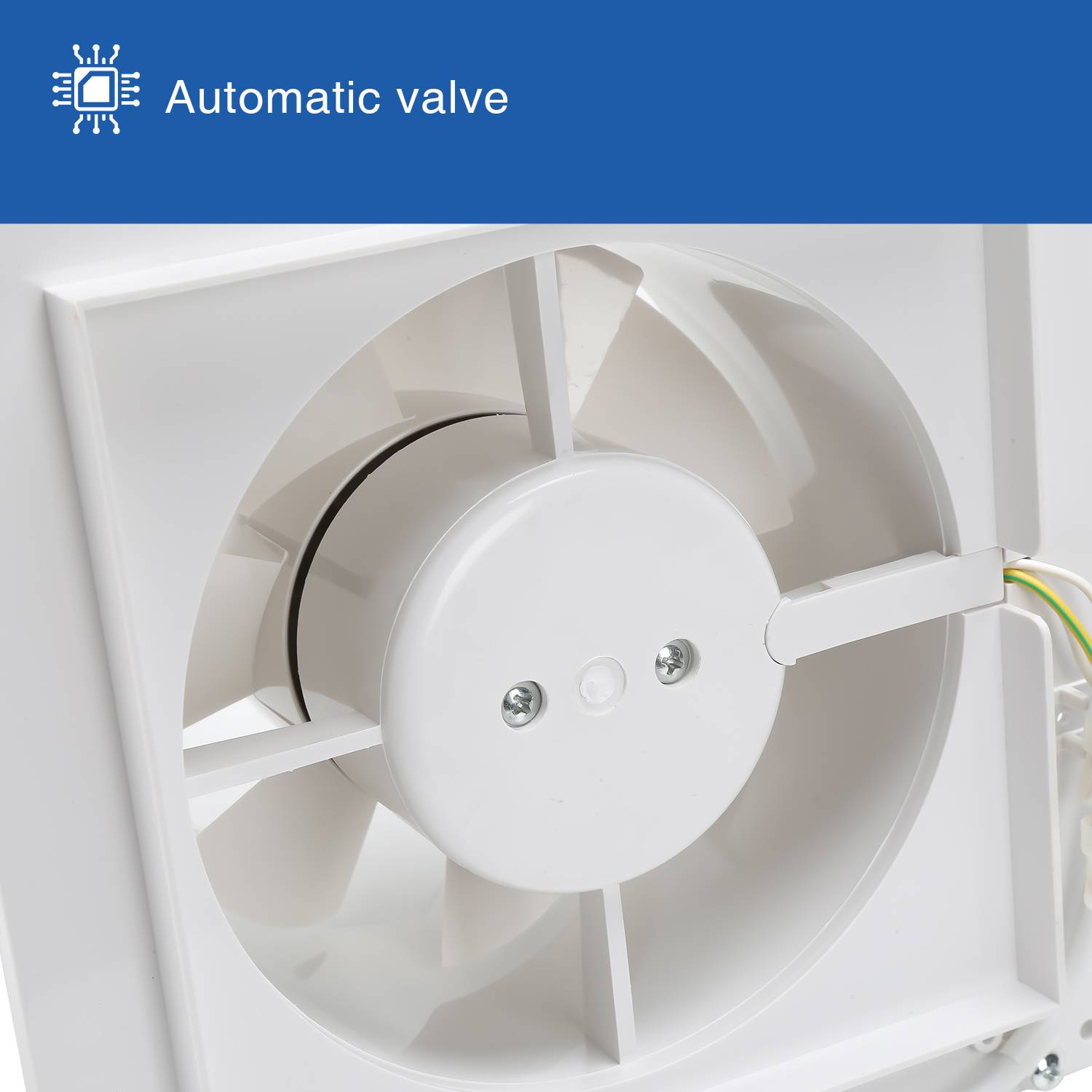 Badlüfter, Ø150mm Abluftventilator Wandmontage mit Rückschlagventil, Geräuschloser Betrieb, Bad Einbauventilator, Weiß