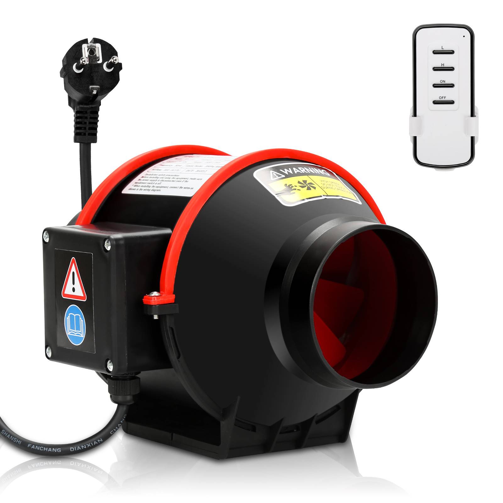 Rohrventilator 100mm Bad Lüfter mit Fernbedienung Lüfter Leise Wandlüfter Abluftventilator Bad-Ventilator