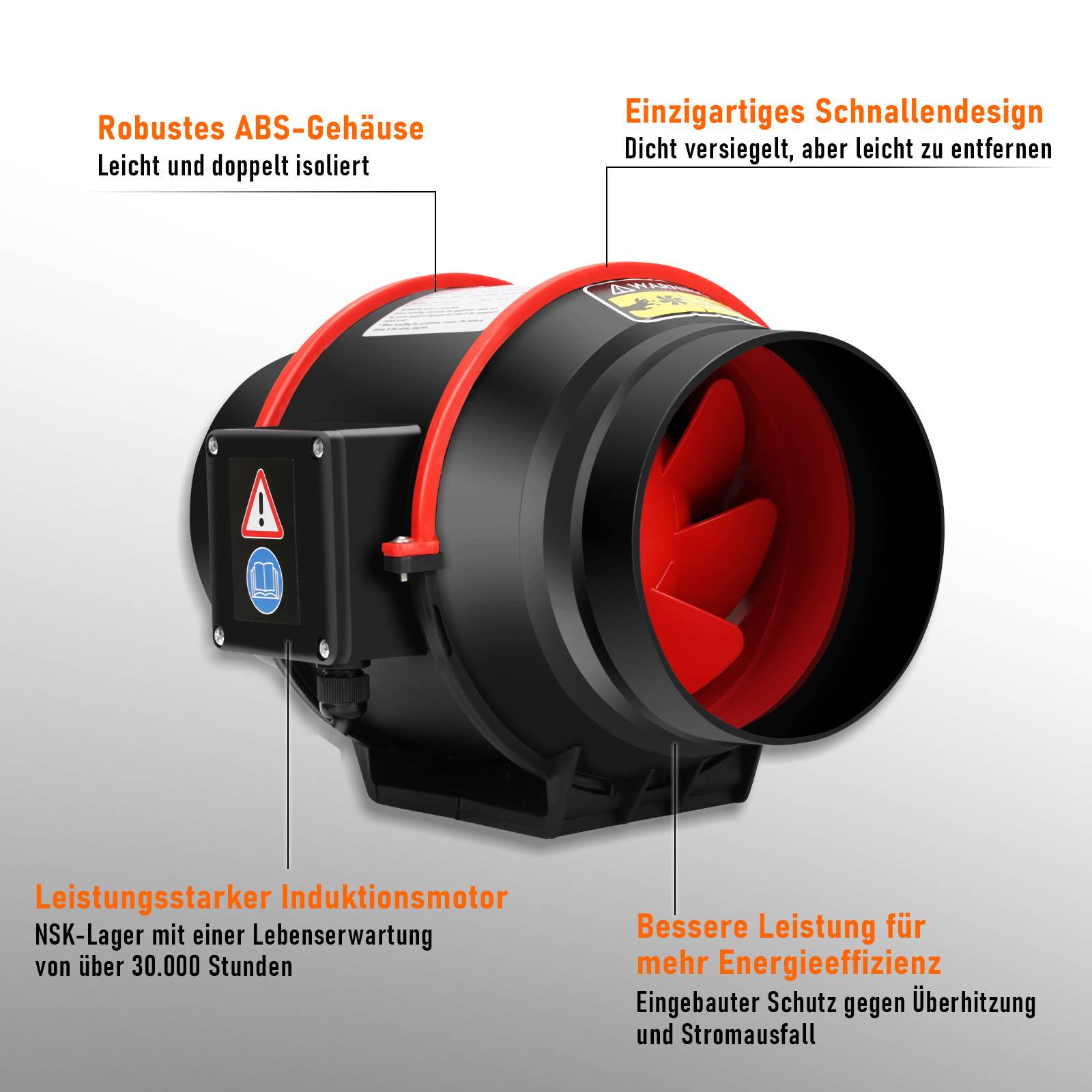 Rohrventilator 150mm Bad Lüfter mit Fernbedienung Lüfter Leise Wandlüfter Abluftventilator Bad-Ventilator