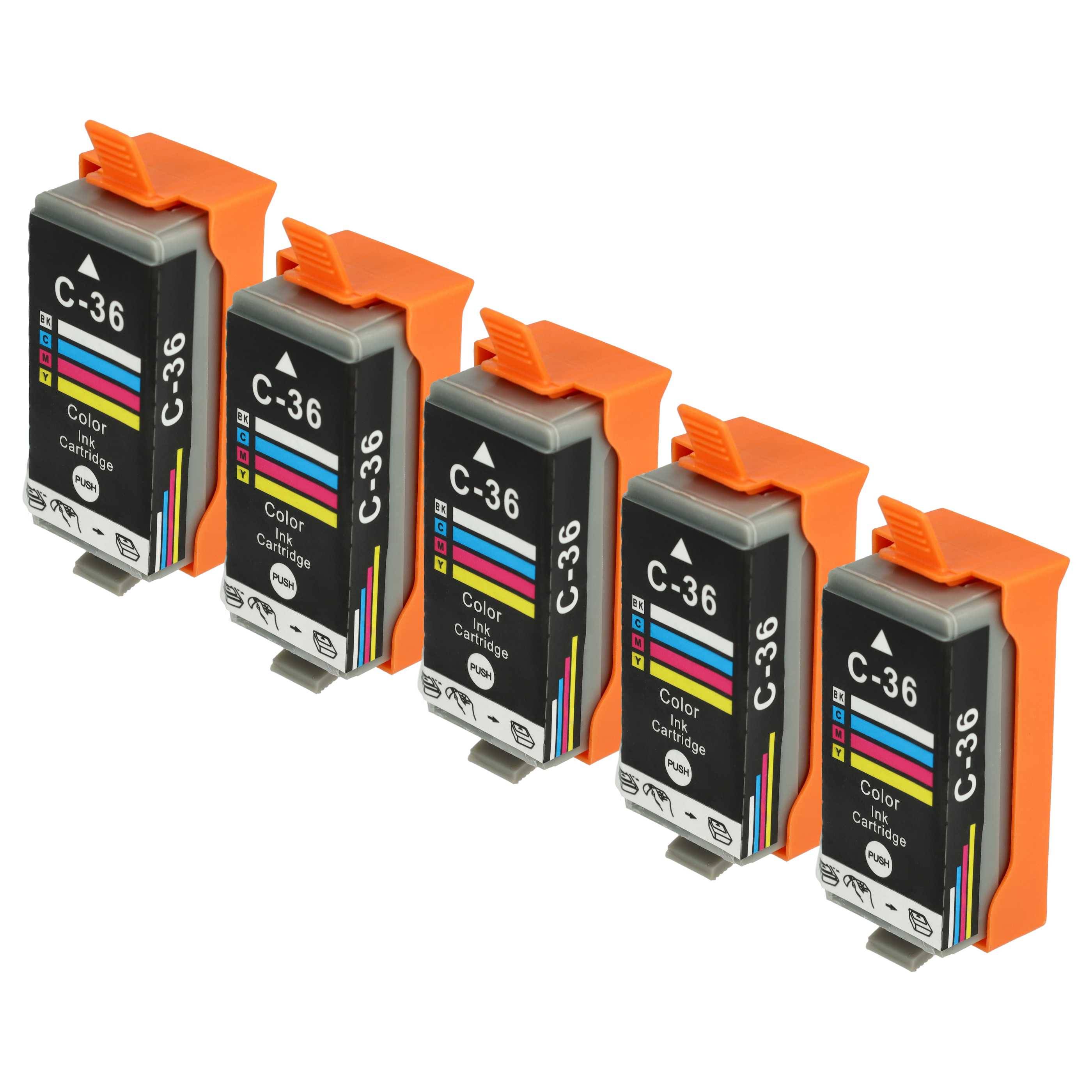 vhbw Tintenpatrone Mehrfarbig kompatibel mit Canon Pixma IP110, IP100P, ip100, IP100v Drucker (kompatibel, 5er-Pack, 13ml)