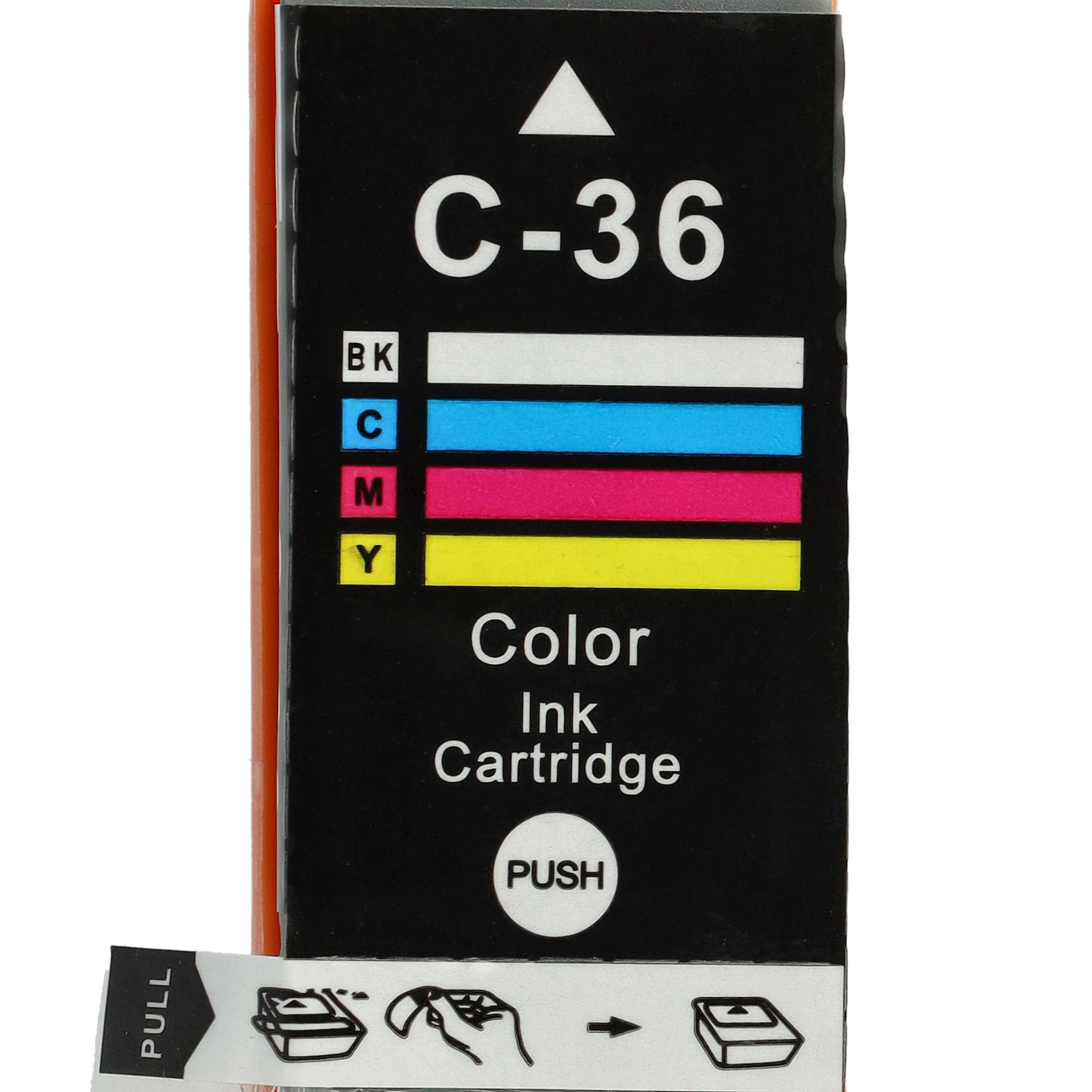 vhbw Tintenpatrone Mehrfarbig kompatibel mit Canon Pixma IP110, IP100P, ip100, IP100v Drucker (kompatibel, 5er-Pack, 13ml)