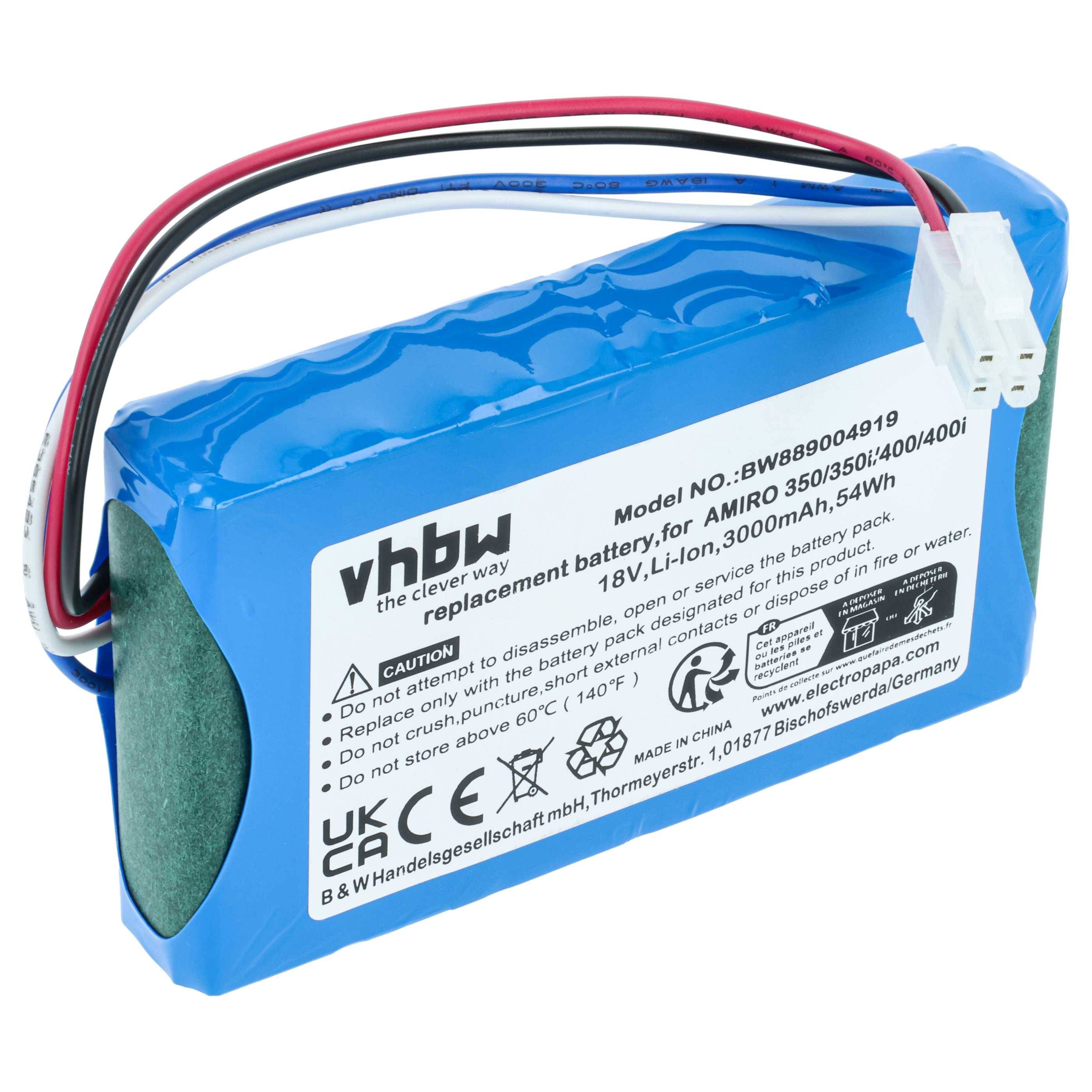 vhbw Akku kompatibel mit Yard Force Compact 400Ri, 280R Rasenroboter (3000mAh 18V Li-Ion)