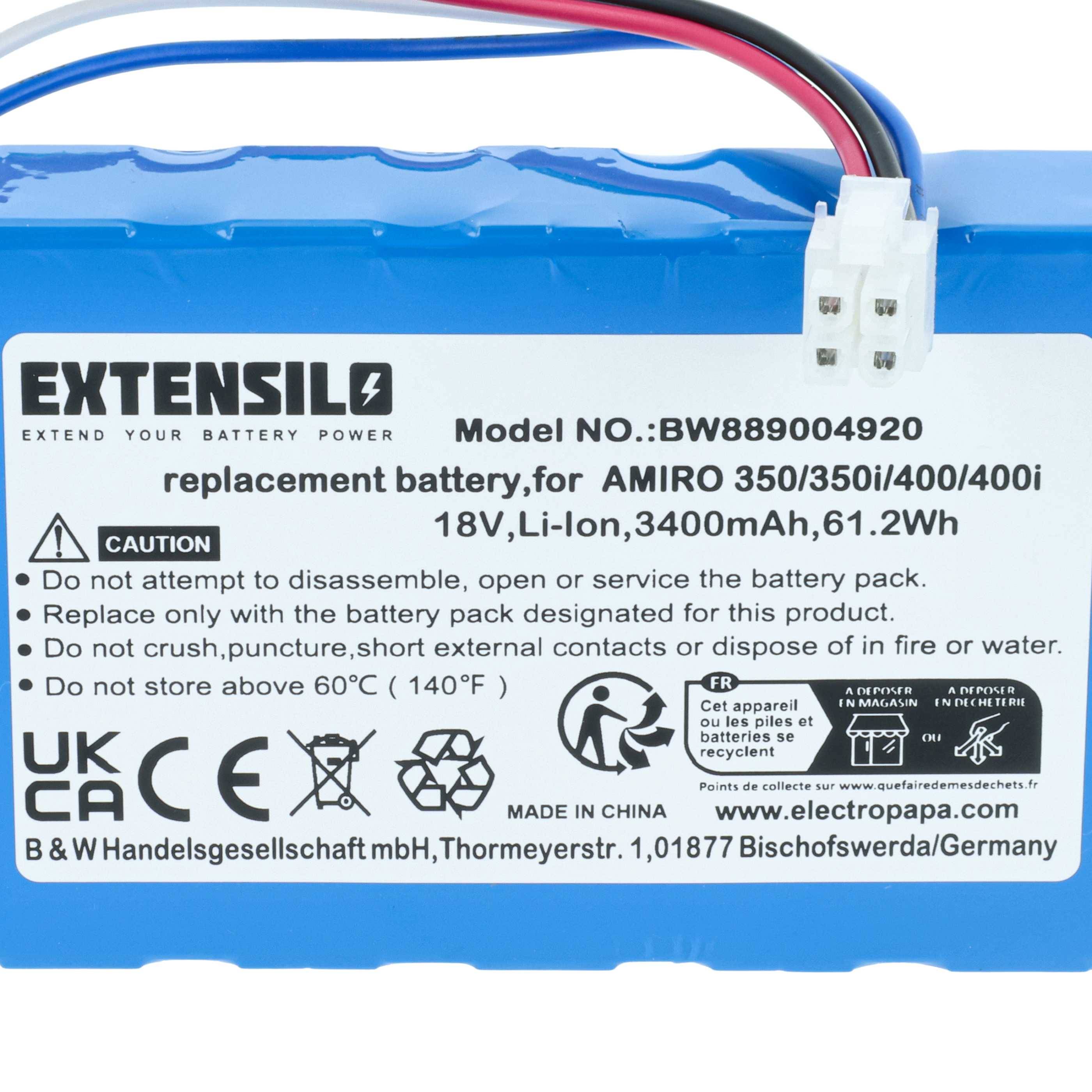 EXTENSILO Akku kompatibel mit Yard Force Easymow 260B Rasenroboter (3400mAh 18V Li-Ion)