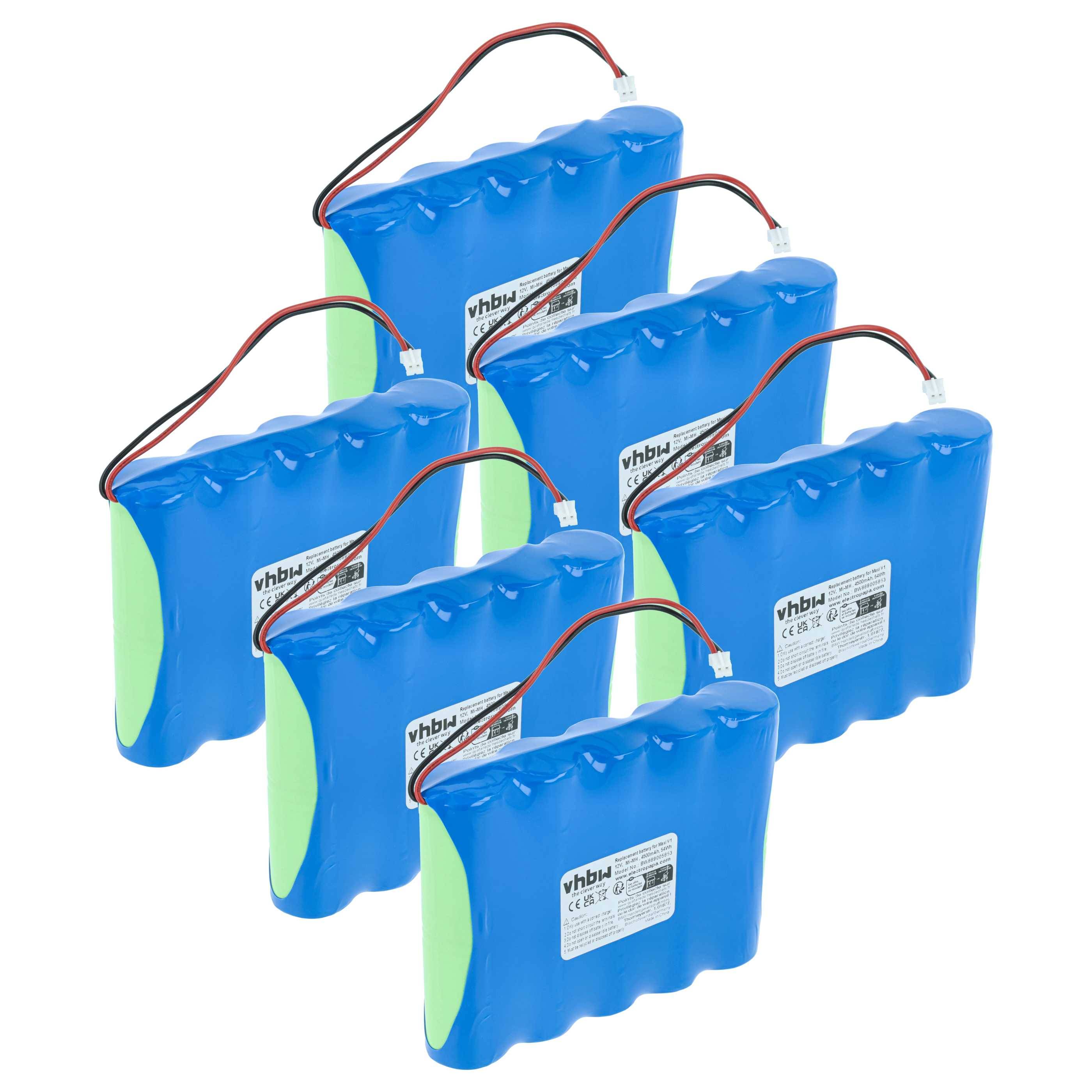 vhbw 6x Akku kompatibel mit ApeLight Maxi V1, V2 LED-Leuchte (4,5 Ah, 12 V, NiMH)