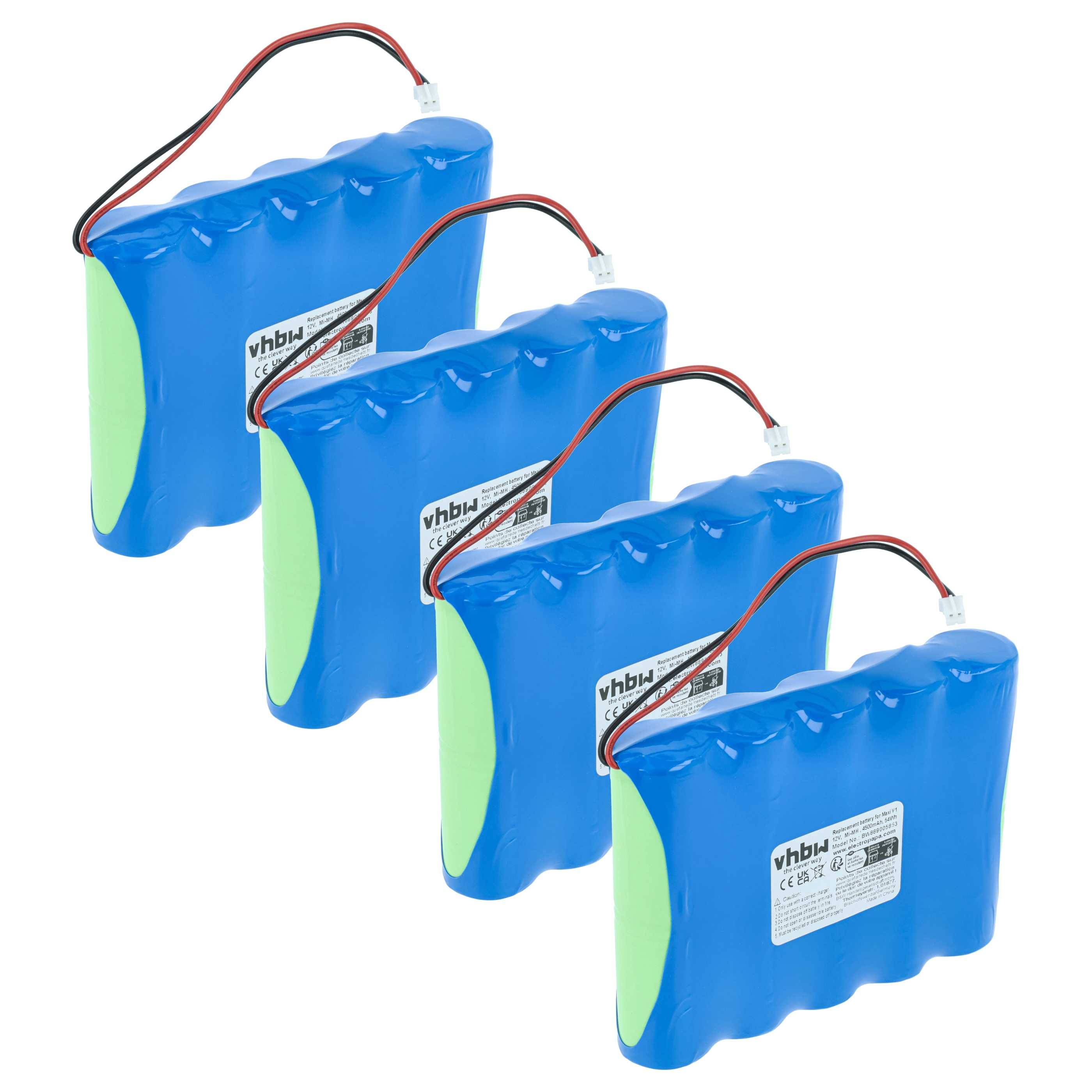 vhbw 4x Akku kompatibel mit ApeLight Maxi V1, V2 LED-Leuchte (4,5 Ah, 12 V, NiMH)