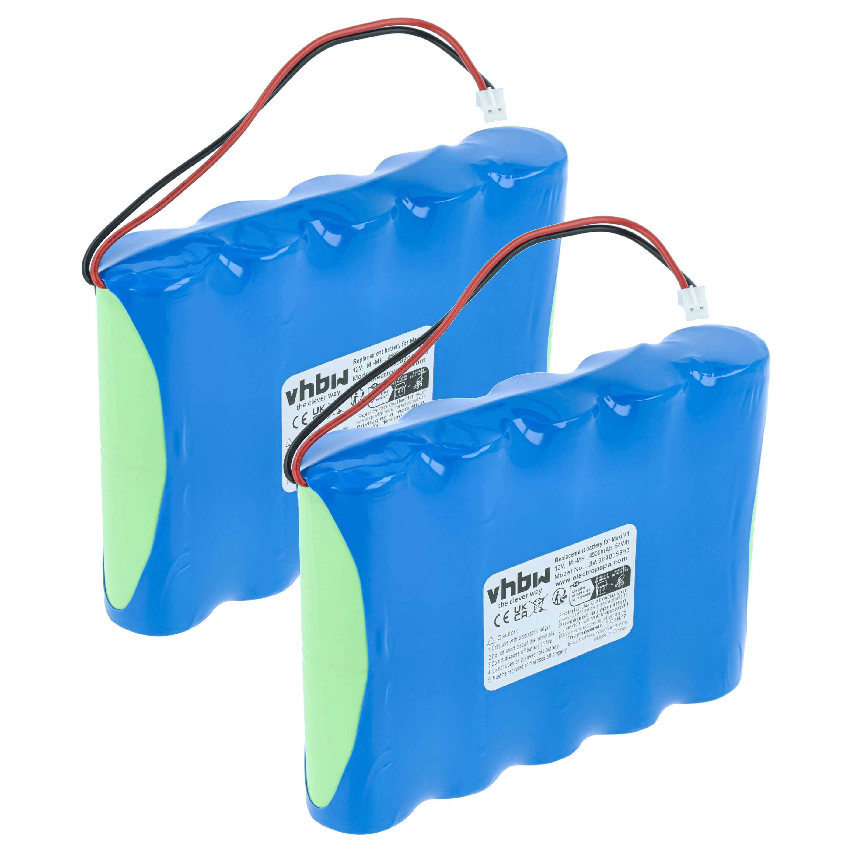 vhbw 2x Akku kompatibel mit ApeLight Maxi V1, V2 LED-Leuchte (4,5 Ah, 12 V, NiMH)