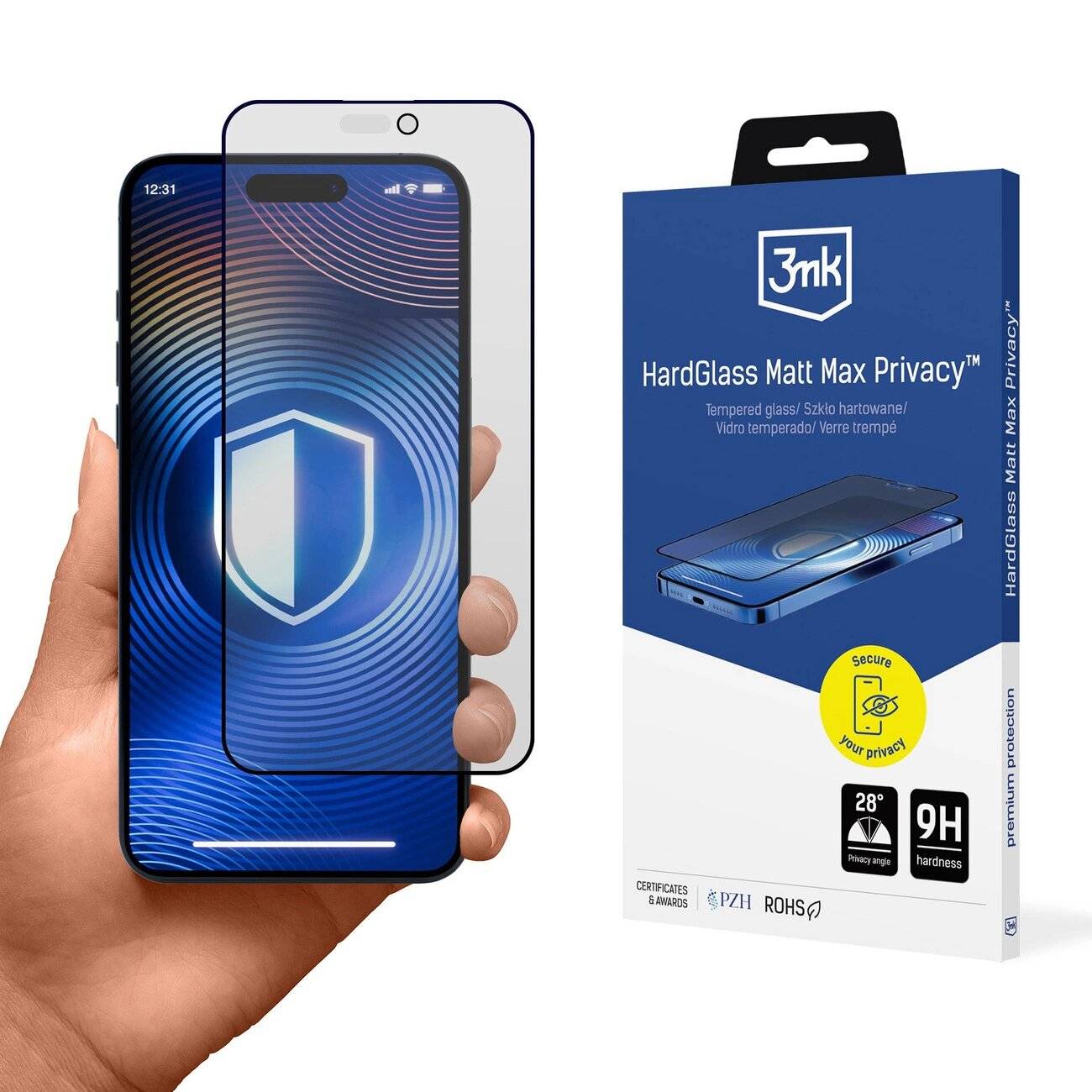 3mk Hardglass Matt Max Privacy gehärtetes Glas Apple iPhone 15/16