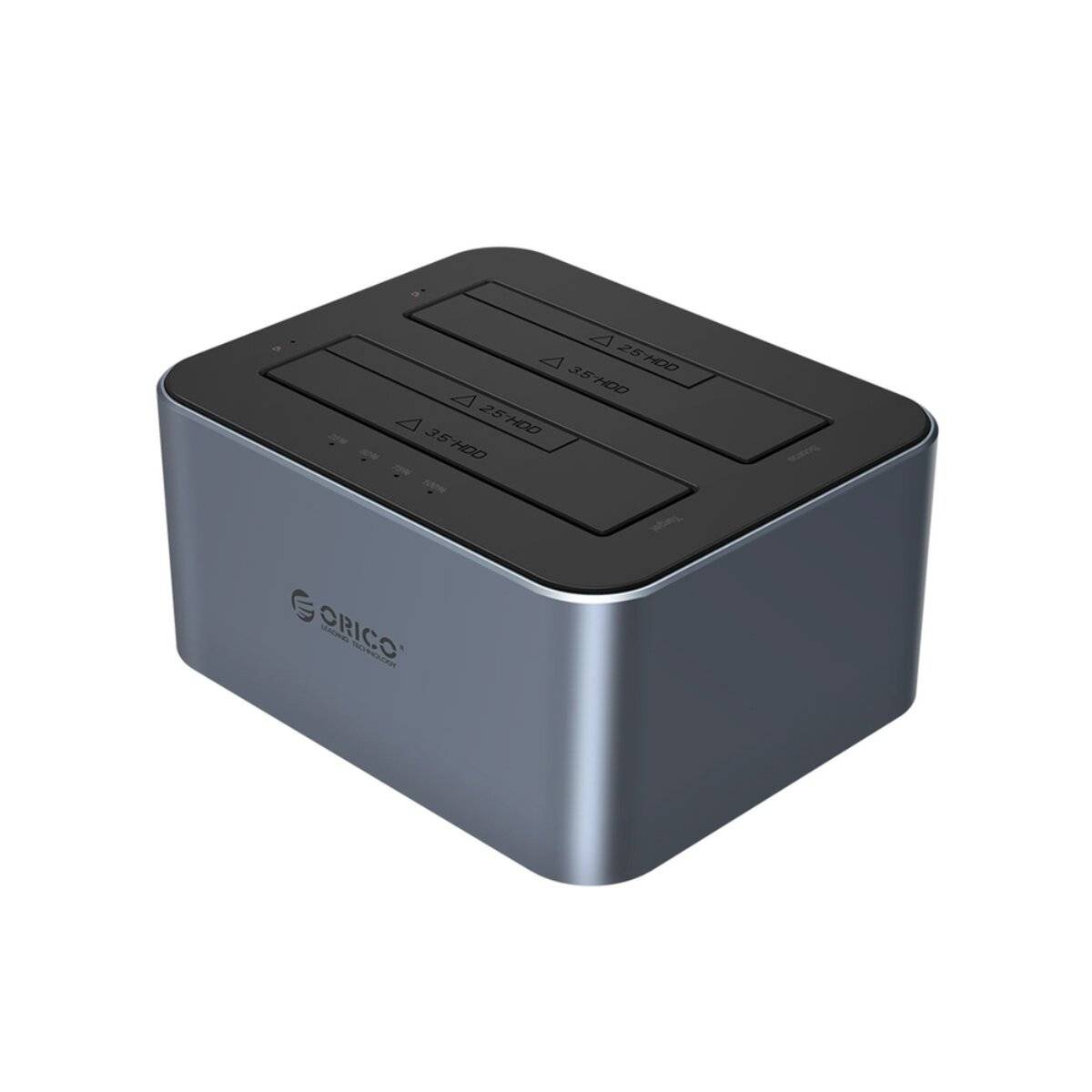 Orico 6626C3-C-V1 Dockingstation 2 Laufwerke Offline-Klonfunktion, 2,5″/3,5″ SATA HDD/SSD, Grau