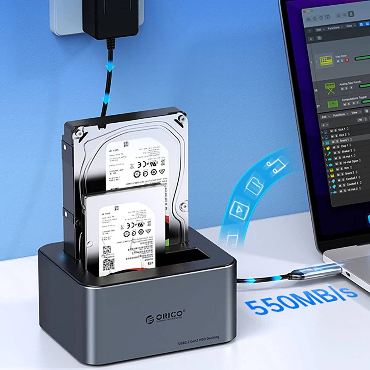 Orico 6656C3-C 5-Bay Dockingstation Offline-Klonfunktion 2,5″/3,5″ SATA HDD/SSD - Grau