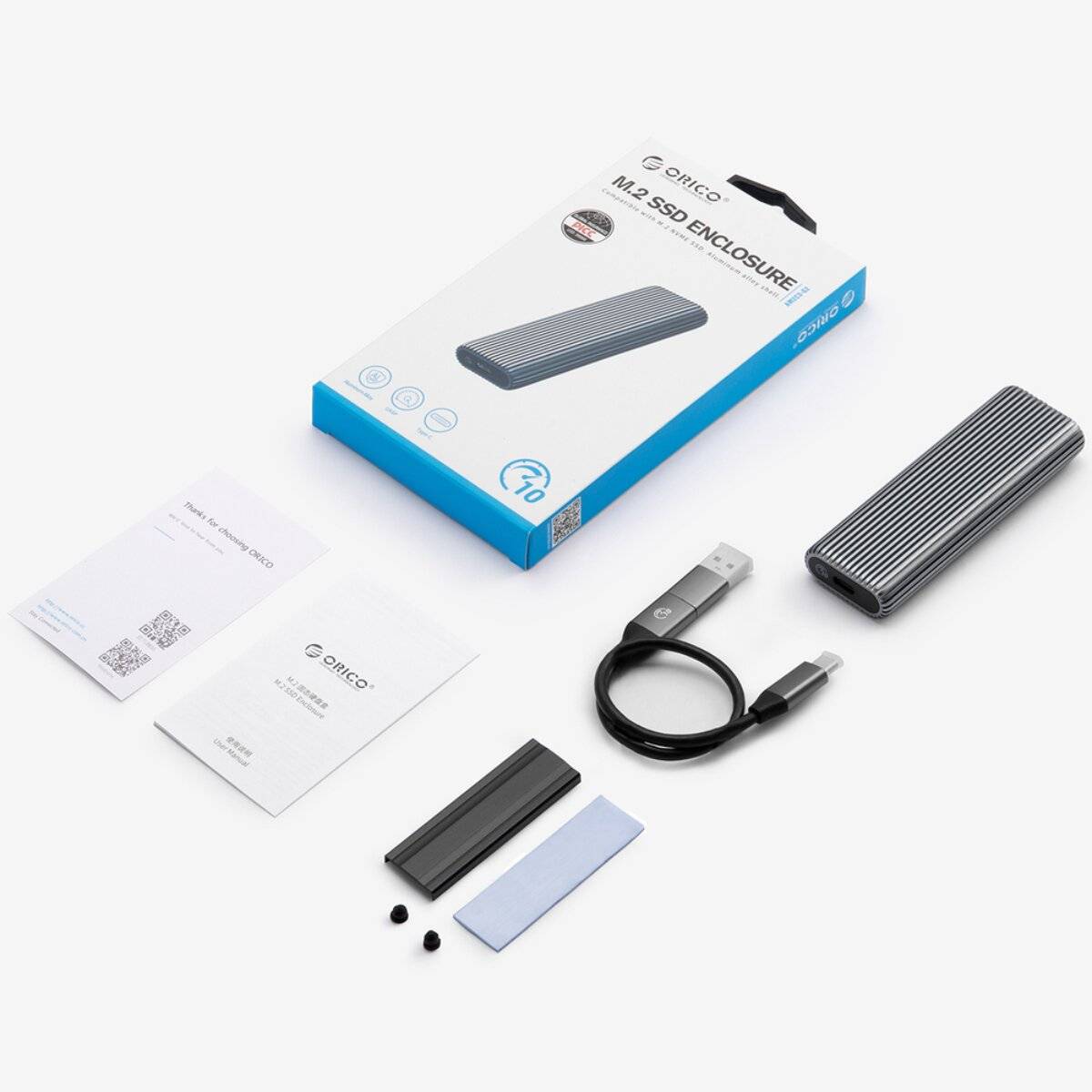 Orico AM2C3-G2 M.2 NVME USB-C 3.2 Festplattenlaufwerk - Grau