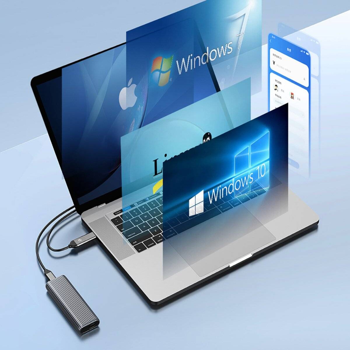 Orico AM2C3-G2 M.2 NVME USB-C 3.2 Festplattenlaufwerk - Grau