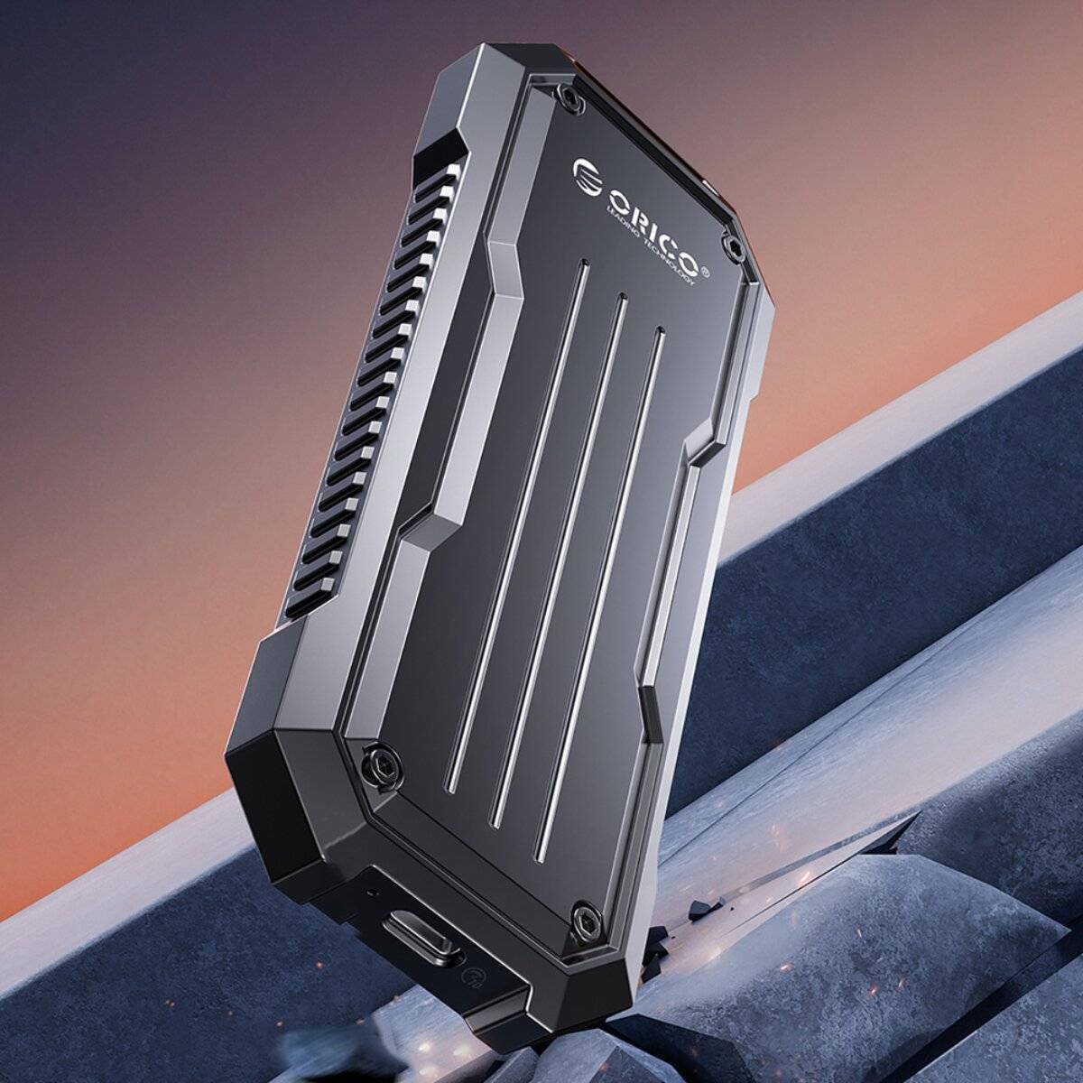 Orico OXS2C3-G2 M.2 NVMe/SATA SSD USB-C 3.2 Taktischer verstärkter Disk-Caddy - Grau