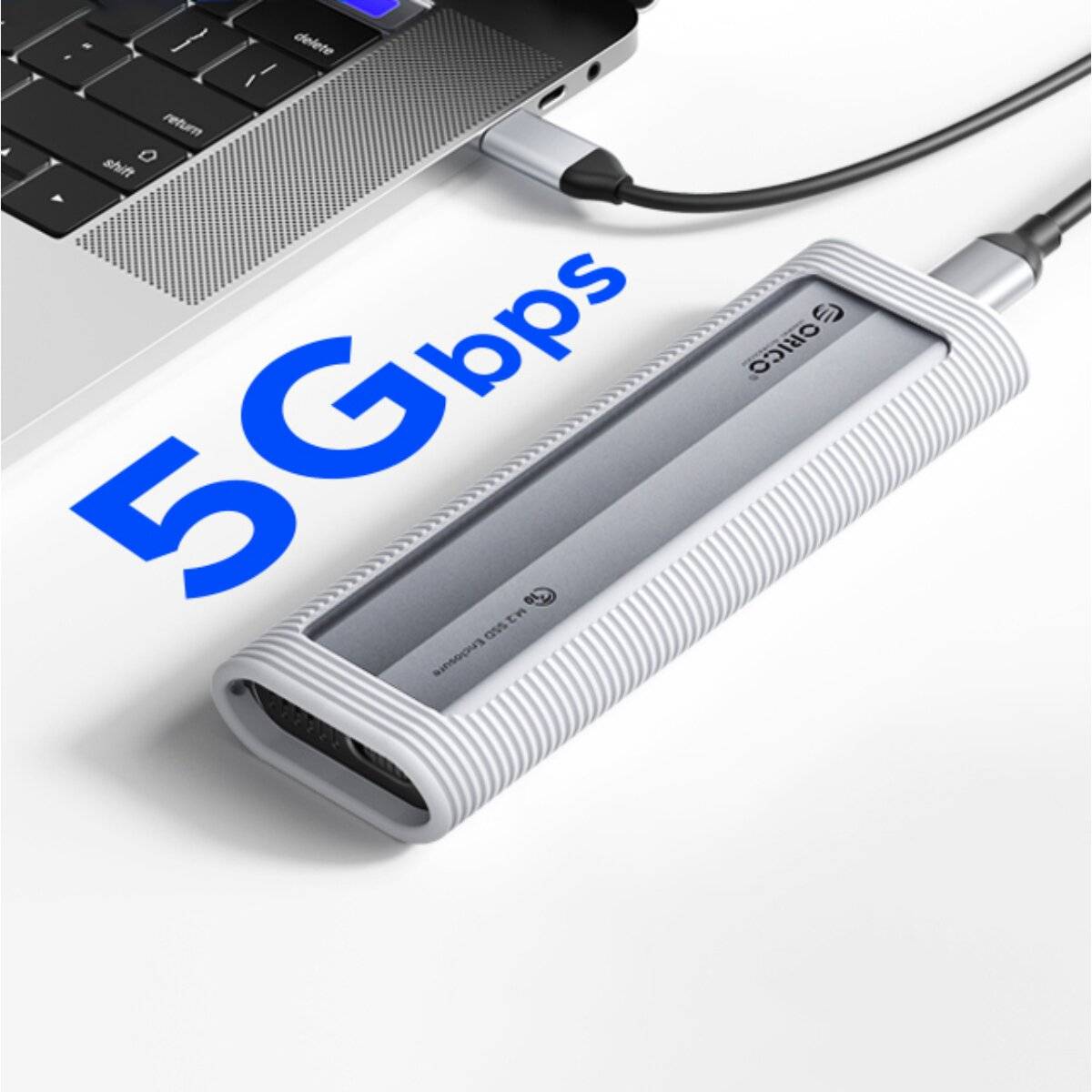 Orico AXM2F M.2 SATA SSD USB-C 3.2 Festplattengehäuse - Grau