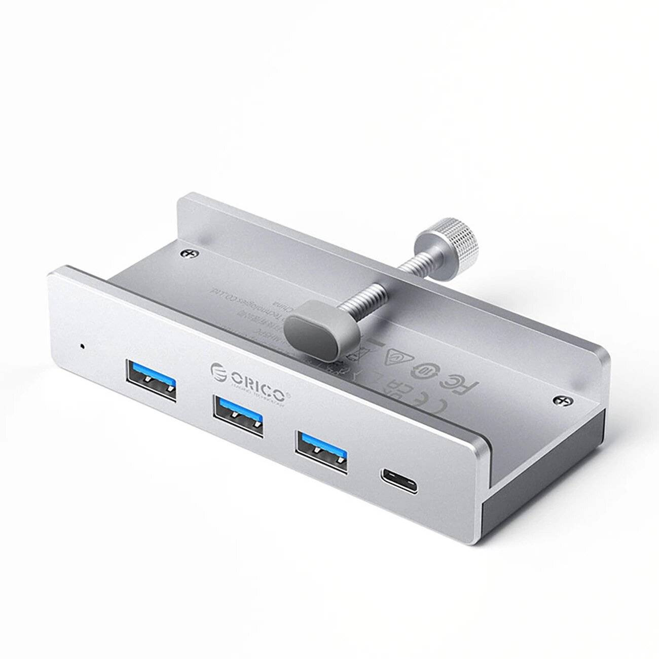 Orico MH4PC USB-C Hub Klemmmontage / 3x USB-A 3.0 + 1x - Silber