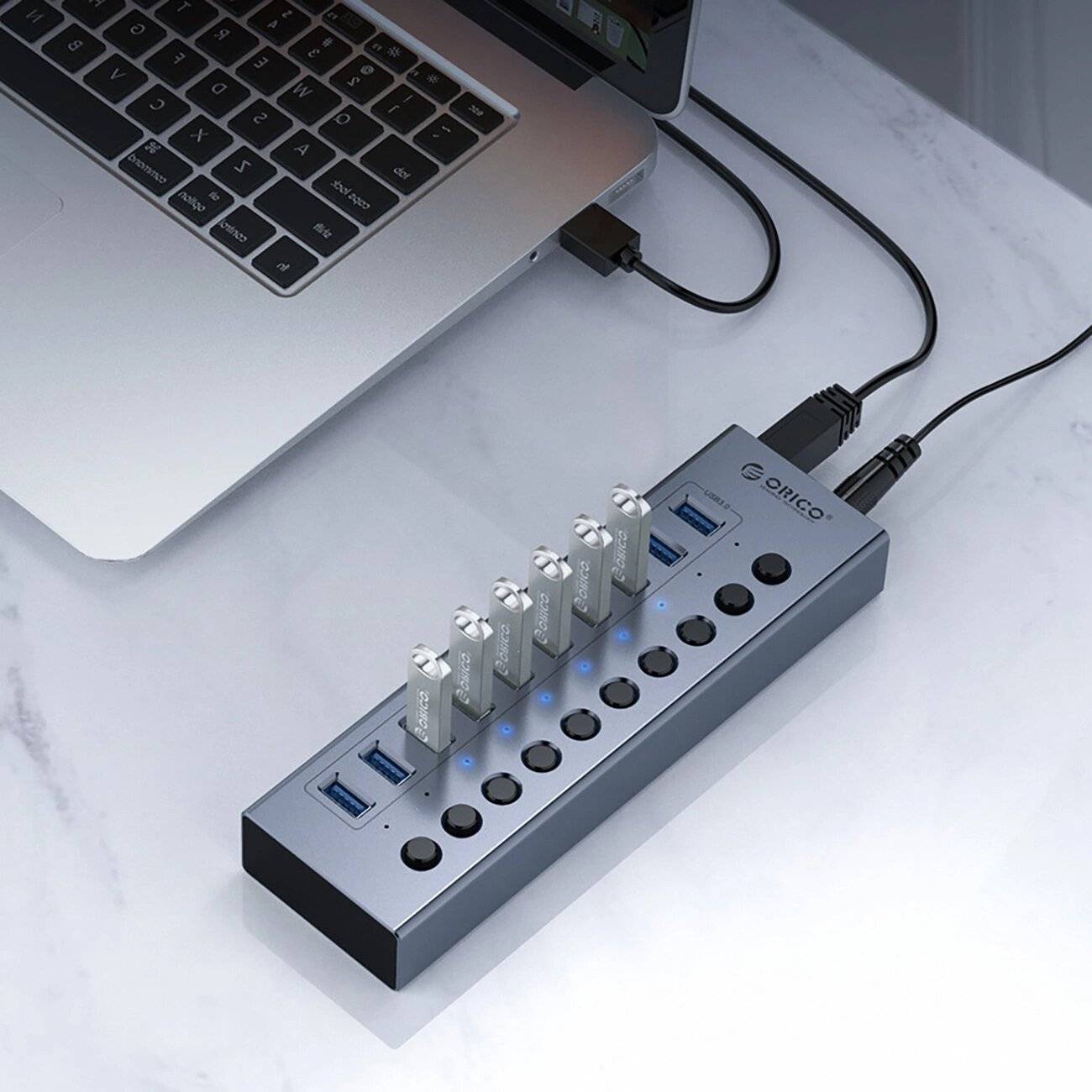 Orico BT2U3-16AB Hub 16x USB-A 3.0 Schaltern - grau