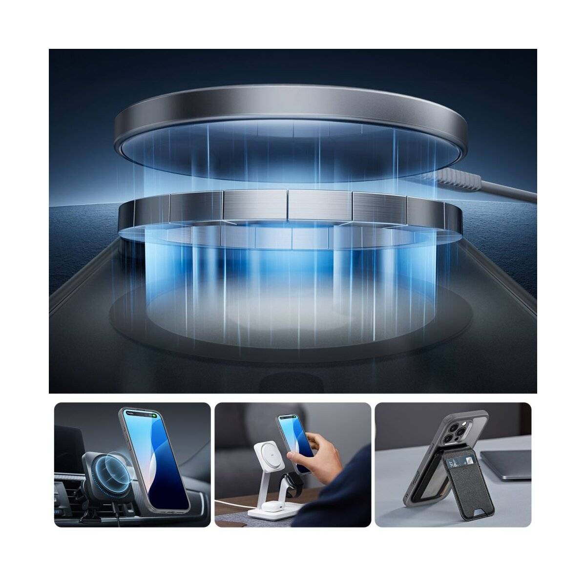 ESR Classic Pro Set Halolock magnetisch Hülle Kompatibel mit iPhone 16 Pro Max Grau