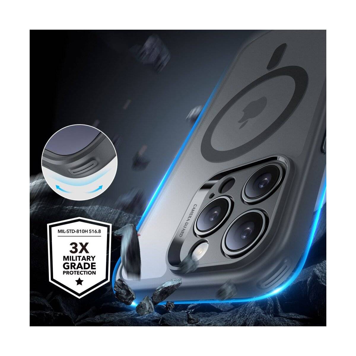 ESR Classic Pro Set Halolock magnetisch Hülle Kompatibel mit iPhone 16 Pro Max Grau