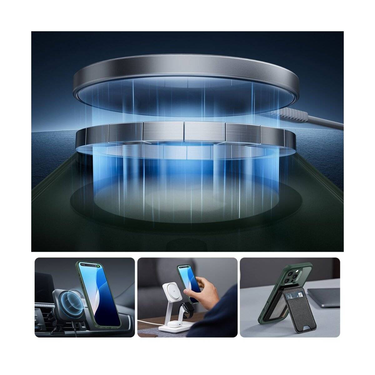 ESR Classic Pro Set Halolock magnetisch Hülle Kompatibel mit iPhone 16 Pro Max grün