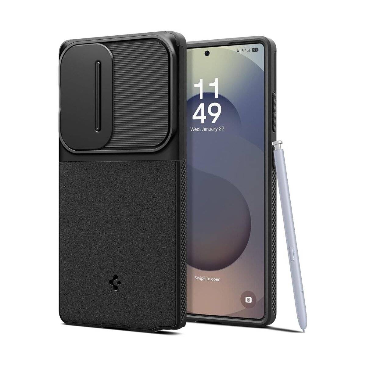 Spigen Optik Armor Hülle Kompatibel mit Samsung Galaxy S25 Ultra Schwarz