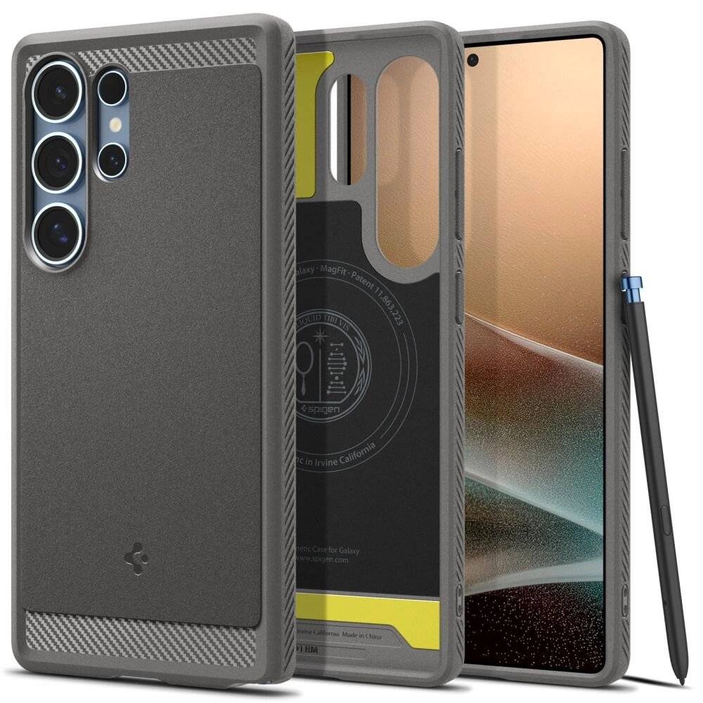 Spigen Rugged Armor Mag MagSafe Hülle Samsung Galaxy S25 – grau