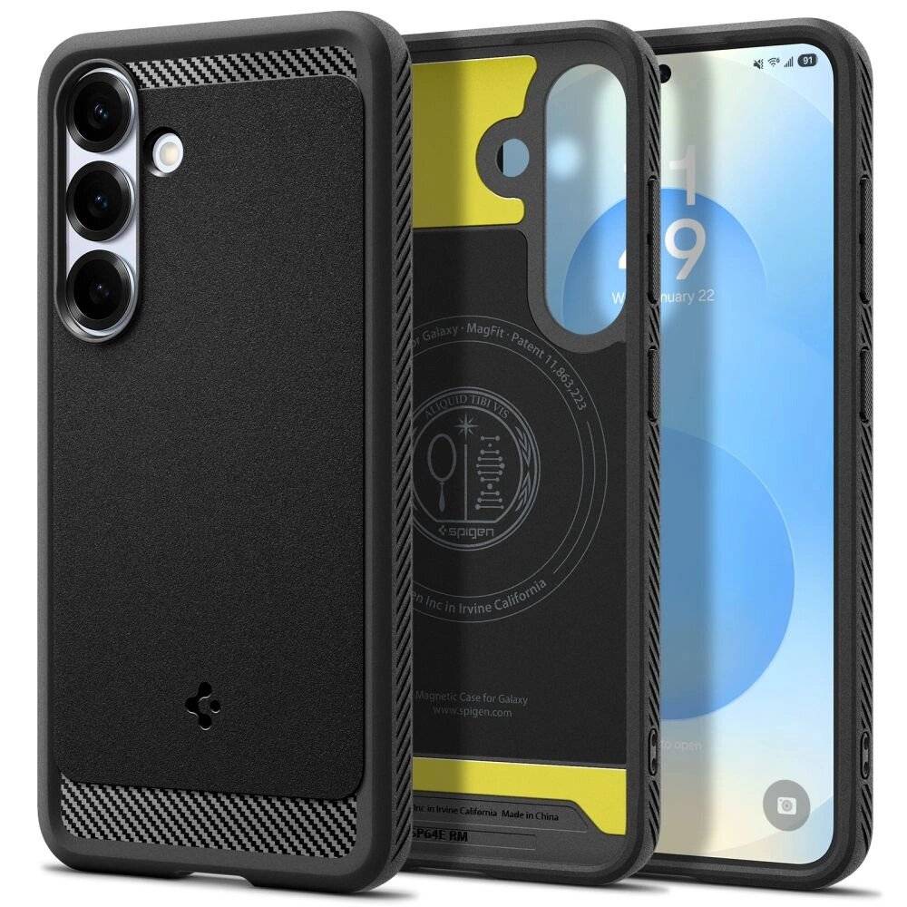 Spigen Rugged Armor Mag MagSafe Hülle Samsung Galaxy S25 - Mattschwarz