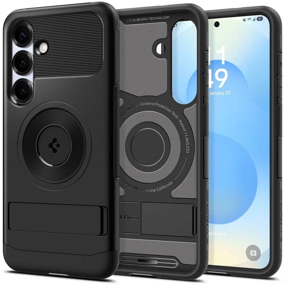 Spigen Slim Armor Mag MagSafe Hülle Samsung Galaxy S25 – Schwarz