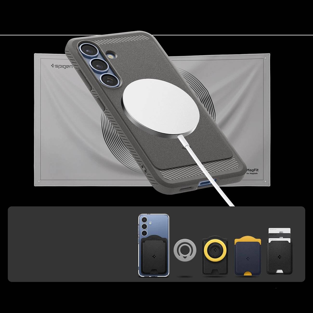 Spigen Rugged Armor Mag MagSafe Hülle Samsung Galaxy S25 – grau