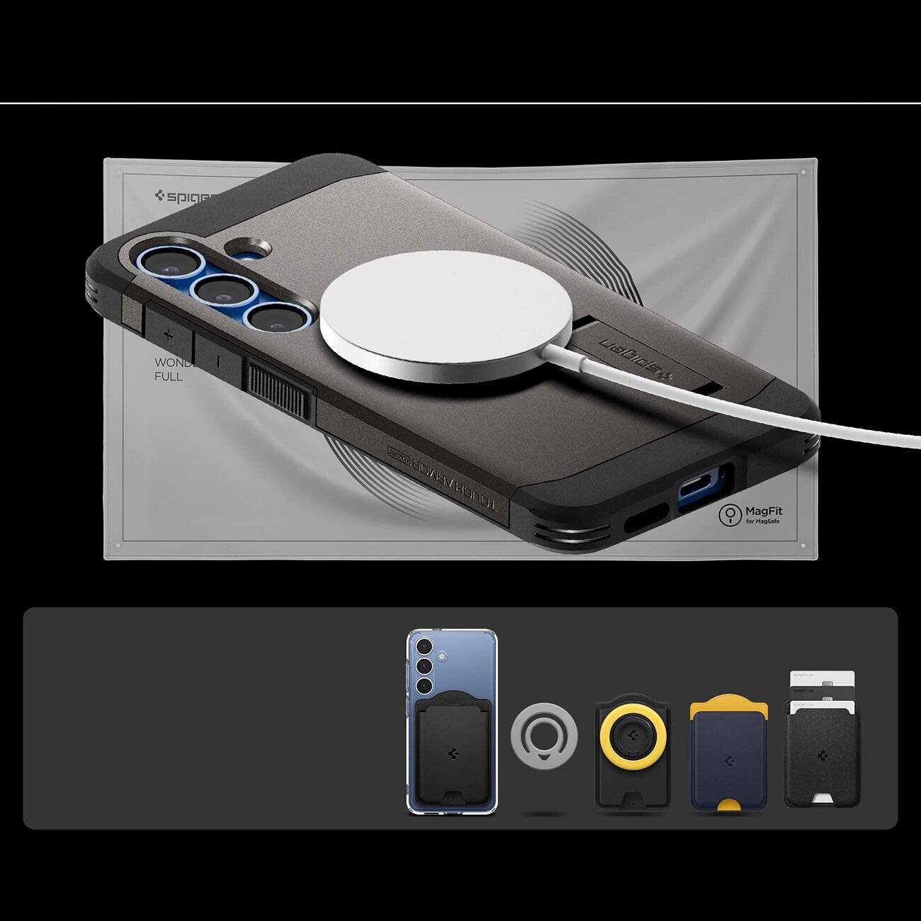 Spigen Tough Armor MagSafe Hülle Samsung Galaxy S25 – grau