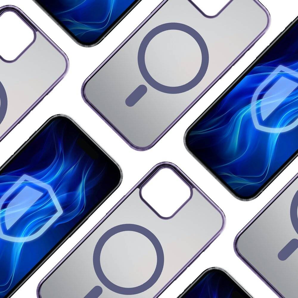 Transparente Handyhüllen mit kreisförmigen Mustern und blauen abstrakten Designs, die Schutz und Stil betonen, in diagonaler Anordnung.