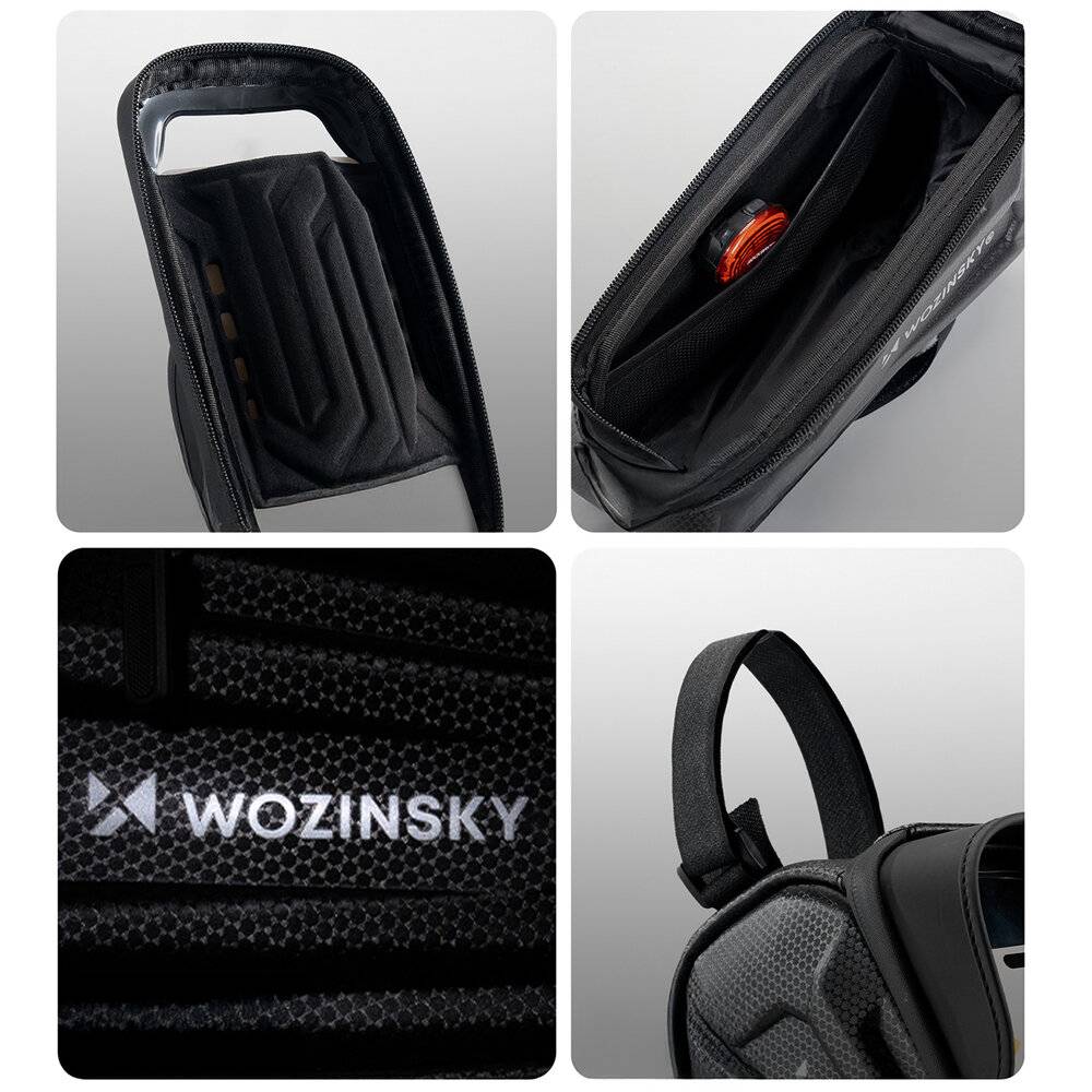Wozinsky Fahrradtasche Rahmen, gepanzert, Handytasche, 1,7 l - schwarz