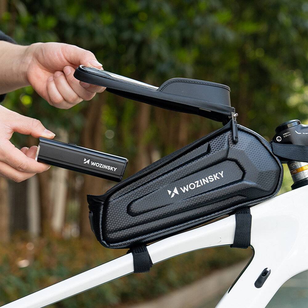 Wozinsky Fahrradtasche Rahmen, gepanzert, Handytasche, 1,7 l - schwarz