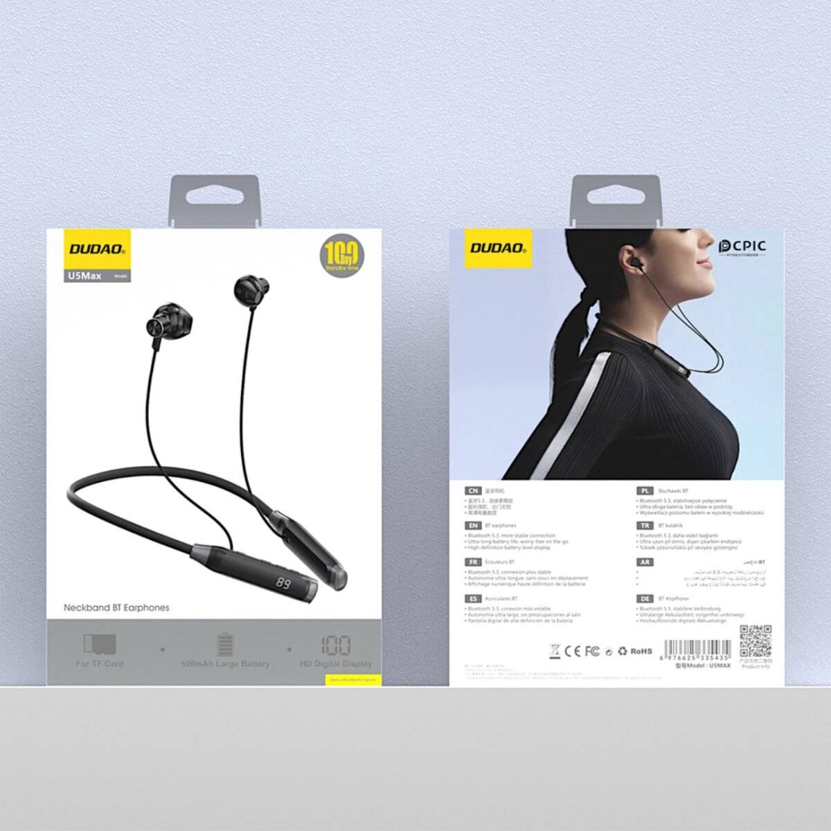 Dudao U5 Max Bluetooth-Kopfhörer Nackenbügel, kabellos, Schwarz
