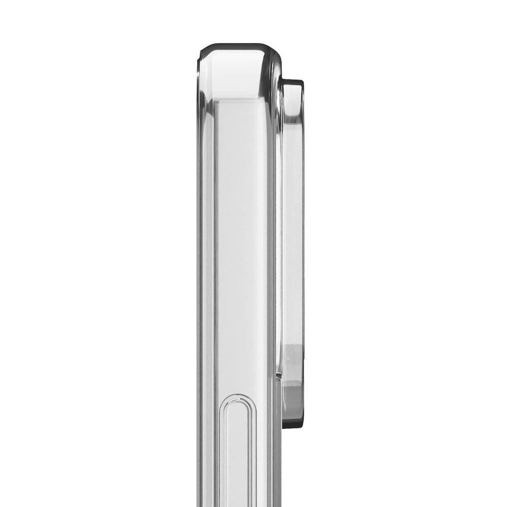 Die Rückseite eines weißen Smartphones zeigt das Apple-Logo und ein Dual-Kamera-Objektiv und betont das schlanke, minimalistische Design.